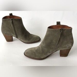 MADEWELL, The Billie, Heeled Ankle Booties, Olive Green, Suede, Size 8